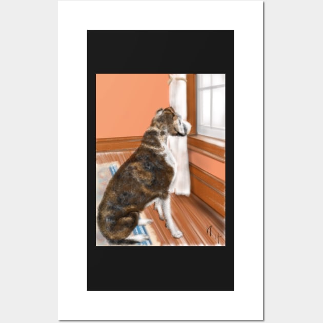 Boxer Dog looking out the Window Wall Art by LITDigitalArt